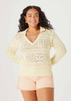 Blus&atilde;o Feminino Texturizado Em Trico