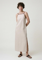 Vestido Midi Reta Tecido de Linho